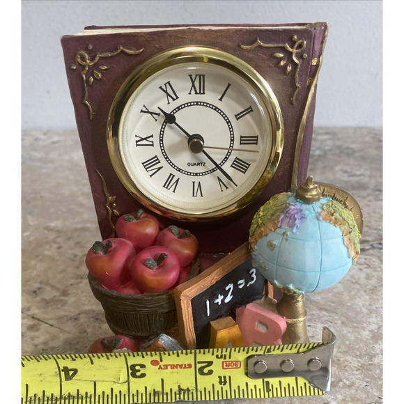 Resin Battery Shelf Clock School House Book Design 5" x 4" x 3" Inch – Works - Picture 4 of 10